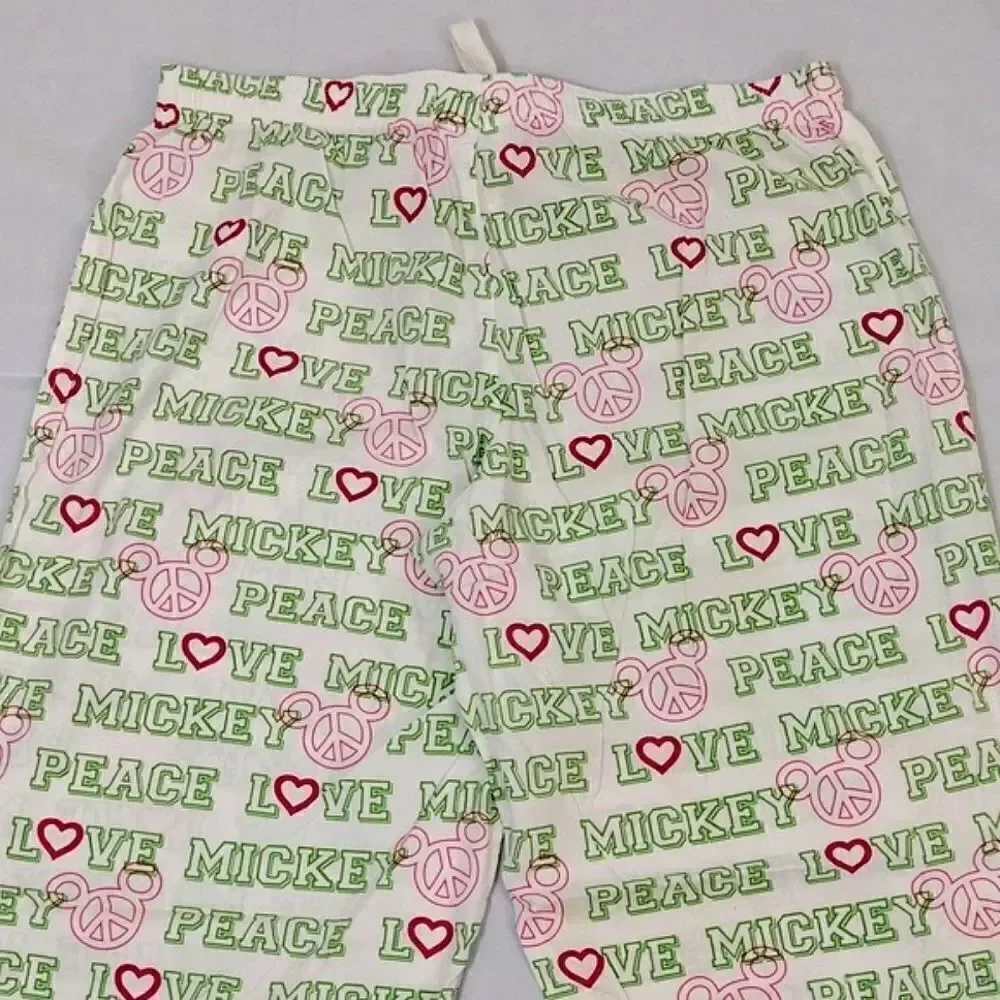 Disney VTG White Neon Mickey Mouse Printed Convertible PJ Pants Large - Picture 9 of 13